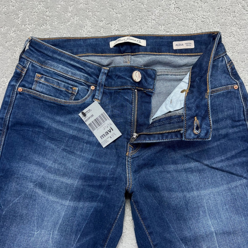Mavi Jeans Women 27/32‎ Blue Dark Wash Stretch Denim Alexa Mid-Rise Skinny NWT